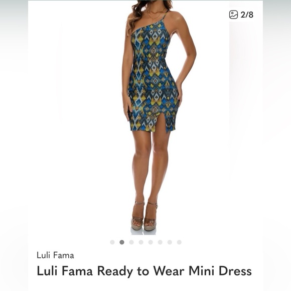 Luli Fama One Shoulder Dress - Blue, Yellow, . 🔥🔥🔥🔥 - Picture 3 of 12